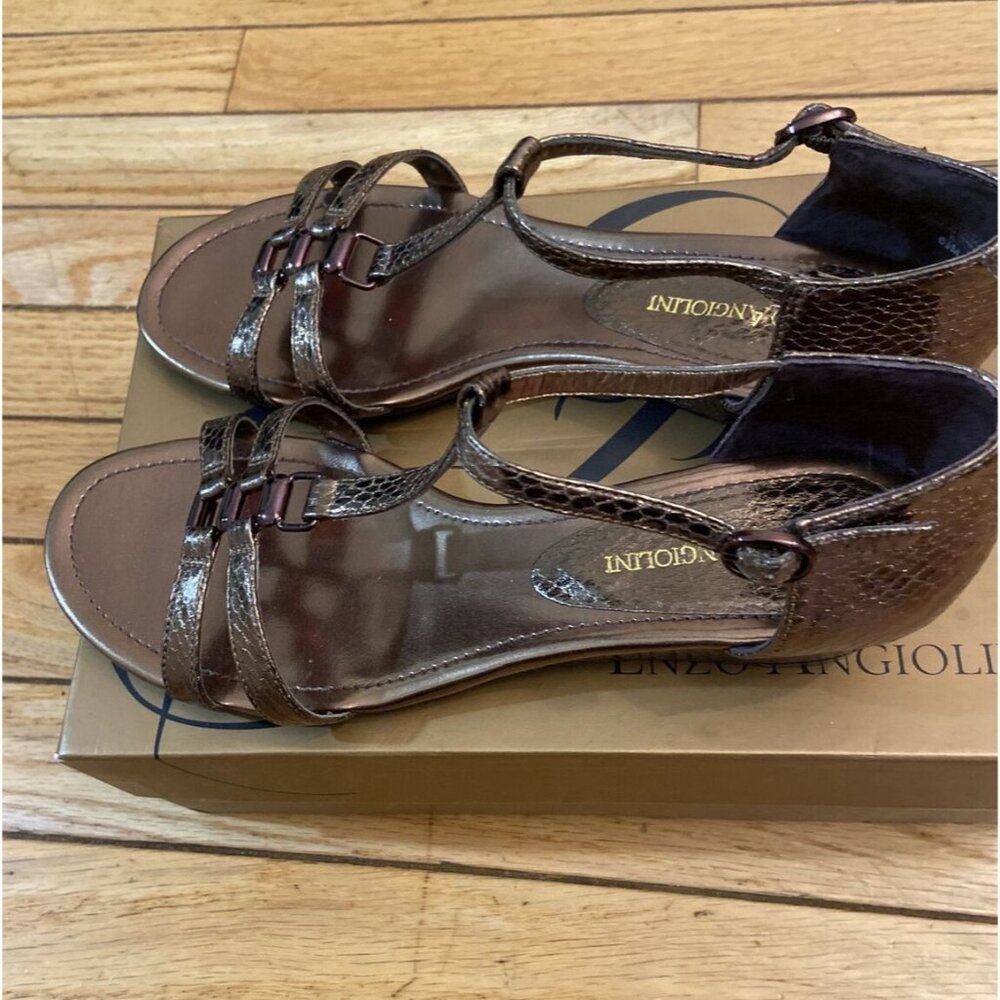 Enzo Angiolini Euc 6.5 Gold Eaorilla Leather Woman Sandals